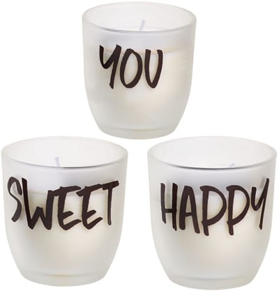 Spaas Kaarsen in Matglas 7,5 cm – Set van 3 – Sfeerkaarsen in Glas – Decoratieve Kaarsen – Cadeauset