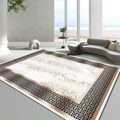 Tapis Décoratifs Grande Surface Style Européen Luxe Motif Cadre Maison Tapis de Salon Chambre Salon Tables Basses Tapis de Sol Doux 160*200cm
