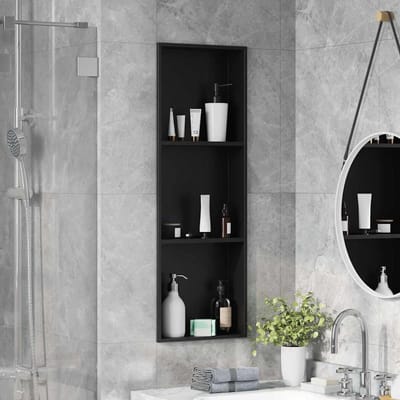 vidaXL - Douche - Niche - Zwart - 92 - x - 32 - x - 10 - cm - Roestvrij - staal
