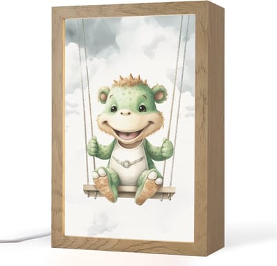 Nachtlampje 20x30 cm - Kinder lampje - Draak - Baby dier - Kinderen - Tafellamp kinderkamer - Slaapkamer lamp - Bedlamp kinderen - Kinderlampje stopcontact - Wandlamp babykamer - Nachtlampjes