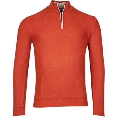 Baileys Trui Half Zip Structure Knit Red Earth / male