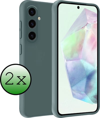 Hoesje 2 Stuks - Geschikt voor Samsung Galaxy A35 - Sterk & Shockproof - Case Siliconen - Back Cover - Telefoon Hoes - Donkergroen