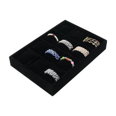 Dailygoody - Sieraden Display Organizer - 12 Kussens - Perfect voor Armbanden en Horloges - Zwart Velvet - Sieradenopslag - Elegante presentatiewijze ...