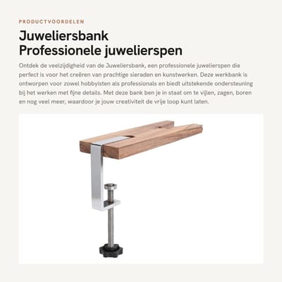 Dailygoods- Juweliersbank Professionele V-sleuf - Werkbank voor Sieraden - Klemset - Duurzaam Materiaal - Geschikt voor Kunsthandwerk - Ondersteuning bij Fijne Details