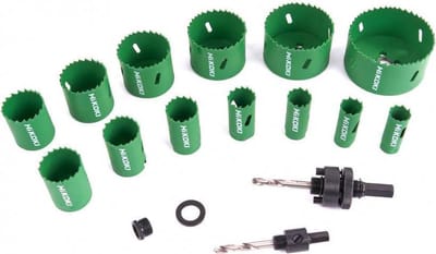 HiKOKI 752177 13-delige gatzagenset in cassette bi-metaal voor koper, rvs, baksteen, gietijzer, gipsplaat, kunststof en hout