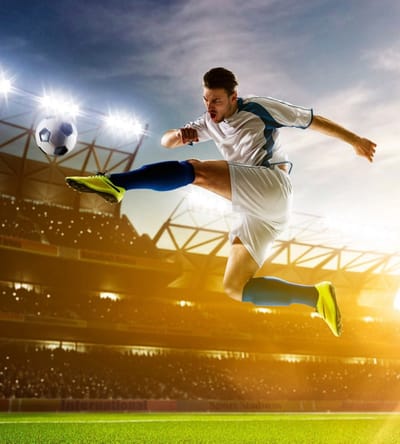 Fotobehang - Soccer Player 225x250cm - Vliesbehang