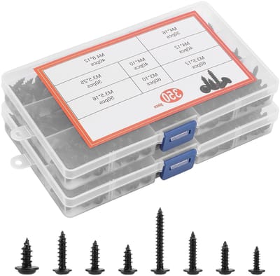 Body Screws voor Hout en Metaal, 700 Stuks, M3, M3.5, M4, M4.8, Phillips Schroeven in 2 Dozen, Zwart