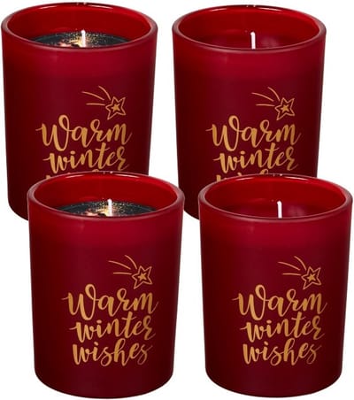Spaas Geurkaars in Glas 'Warm Winter Wishes' - Fireside Warmth - circa 45u - 4 kaarsen