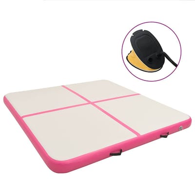 vidaXL - Gymnastiekmat - met - pomp - opblaasbaar - 200x200x10 - cm - PVC - roze