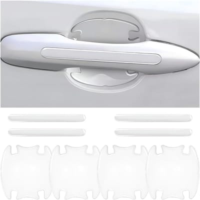 Dailygoods- Autodeurbeschermer Transparant - 8 Stuks - Krasbestendig - PVC - Anti-botsing Strip 1,4*15cm - Deurkomafdekking 9*8cm - Eenvoudig te Installeren - Krasbestendige Stickers