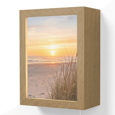 Wandlamp 15x20 cm - Oplaadbaar - Zonsondergang - Duinen - Zee - Wandlampen binnen woonkamer - Slaapkamer lamp met kabel - Decoratieve nachtlamp - Vloerlamp snoer