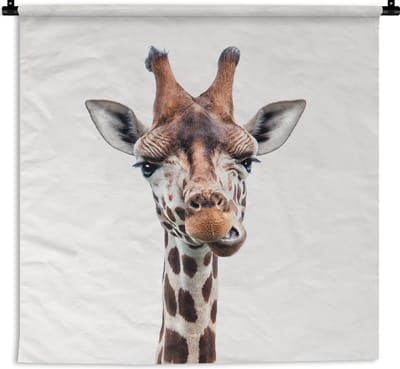 Wandkleed Animalprintshop - Giraffe - Portret dierenprint kinderkamer Wandkleed katoen 120x120 cm - Wandtapijt met foto