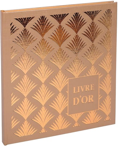 Exacompta 2x Gastenboek 140 bladzijden - goudsnede - 21x19cm - PALMYRE - Palmmotief nude - 9522E