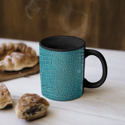 Magische Mok - Foto op Warmte Mokken - Koffiemok - Krokodillenleertextuur - Blauw - Exotisch - Magic Mok - Beker - 350 ML - Theemok