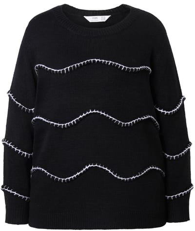 Angel of Style - Dames - Trui straight fit golfmotief - Zwart - Maat 42+