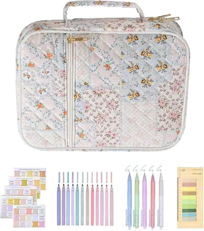 Bijbelstudiekit - Christelijke notitiekit - Geloofsonderwijs - Gewatteerde bescherming - 30x8x23cm - Bloemenprint