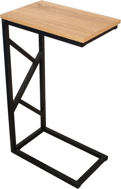 Houten Bijzettafel met Metalen Frame - Industriële Stijl voor Woonkamer en Balkon - Eenvoudige Montage 40 x 25 x 68 cm