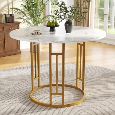 Ronde Eettafel - Keukentafel Salontafel - Kleine Ruimtes - Verstelbare Bodembeschermers - 80 cm - Zwart