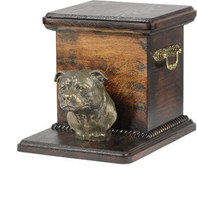 Elegante urn voor Staffordshire Bull Terrier met hondenbuste