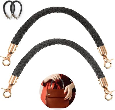 Vervangende Handvatten voor Handtassen, 2 Stuks Zwart PU Leer, 40 cm, DIY Accessoire voor Tote Handtassen met Metalen Haakjes en Duurzame Handvatten