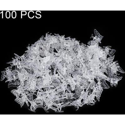 100 Stuks Tuingereedschap Stengelklemmen Groei Rechtop Orchidee Plastic Mini Stengels Bloem white