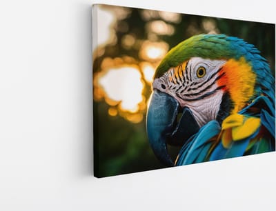 Saammp Canvas Schilderij - Papagaai - Kleurrijk - Natuur - Dieren - 45x30 - Foto op canvas - Wanddecoratie - Muurdecoratie Woonkamer - Slaapkamer decoratie - Canvas Print