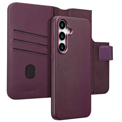 Accezz Hoesje - Geschikt voor Samsung Galaxy S25 Plus - Leather Bookcase 2-in-1 met Magnetische Ring - Heath Purple