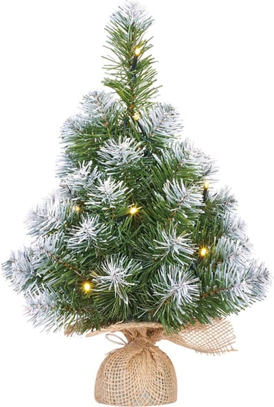 Mica Decorations Kunstkerstboom - nepsneeuw - 10 LED lampjes en sneeuw - H45 cm - Mini kerstboompjes