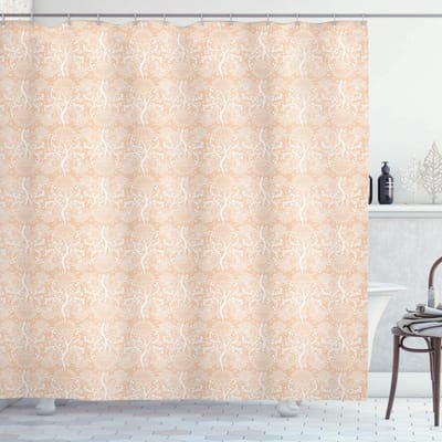 ABAKUHAUS Perzik douchegordijn – damaststof – 175x180 cm – waterafstotend