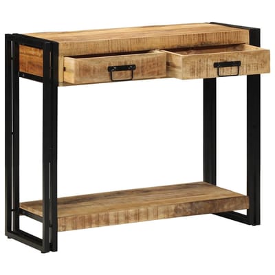 vidaXL - Wandtafel - met - lade - Bruin - 90 - x - 33 - x - 75 - cm - Massief - Mango - Hout