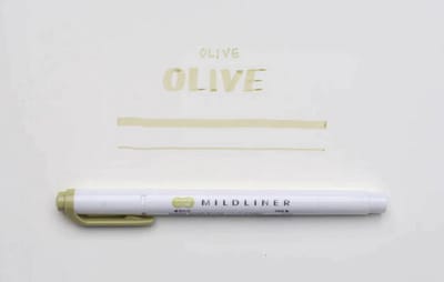Zebra Mildliner Double-Sided Highlighter - Fine / Bold – Mild Olive / WKT7-MOL