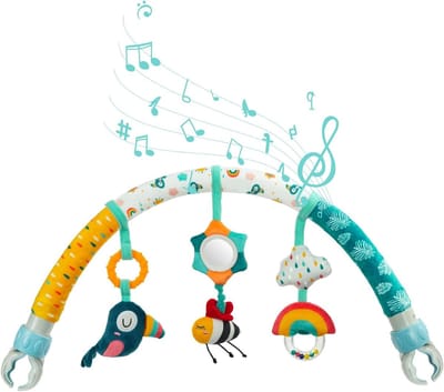 Baby Speelboog voor Crib met Rammelaar, Verstelbare Clip, Muzikale Activiteitenbalk voor Baby's 0-12 Maanden