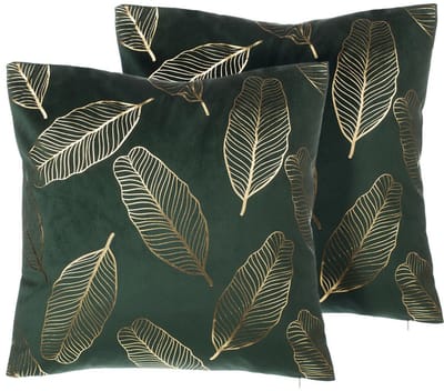FREESIA - Sierkussen set van 2 - Donkergroen - 45 x 45 cm - Fluweel