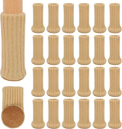 24 Stuks Stoelpoot Sokjes - Hoog Elastische Vloerbeschermers, Antislip, Voor Meubels met Diameter van 2,5 tot 5 cm, Vermijd Krassen en Verminder Geluid, Khaki