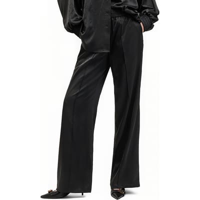 AllSaints Charli Jacq Trouser Black Maat: 2 | Wijde Broeken Outlet | Dames | Zwart