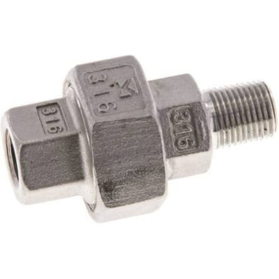 1/8'' NPT x 1/8'' NPT F/M RVS Borstnippel 3-delig met Conische afdichting 16 Bar
