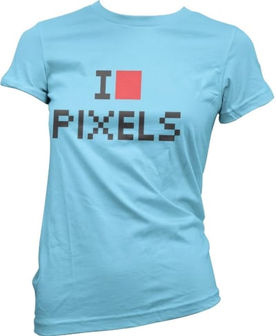 Hybris I Love Pixels Girly Tee dames-T-shirt, hemelsblauw