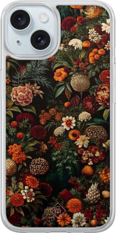 Casimoda® hoesje - Geschikt voor iPhone 13 - Exotic Garden - 2-in-1 case - Schokbestendig - Bloemen - Verhoogde randen - Multi, Transparant