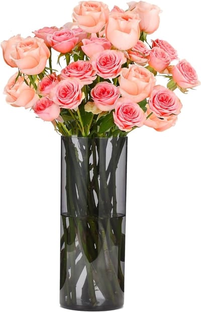 Moderne Grijze Acrylaat Vaas - Lichtgewicht en Schokbestendig Cilindrische Bloemenvase voor Woonkamer, Slaapkamer en Badkamer - Decoratieve Vaas van 15x35cm met Elegant Ontwerp