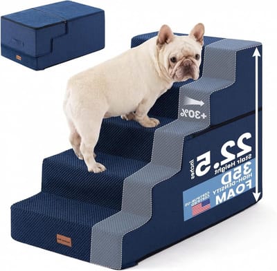 Hondentrap 5 treden - Huisdier ladder - Veilig instappen - Hoge dichtheid schuim - 45x57x75 cm - Blauw