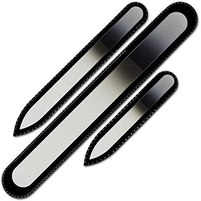 Set van 3 Glazen Nagelvijlen Regenboogkleur - Dubbel Getemperd Glas - Inclusief Fwelen Zakje