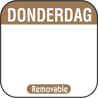Depa | HACCP Stickers | Voedseletiketten / Dagstickers BRUIN | Donderdag | 25X25mm | 1000 stickers op rol
