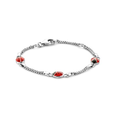 Zilver Gerhodineerd Armband Lieveheersbeestje 11 - 13 Cm 1337159