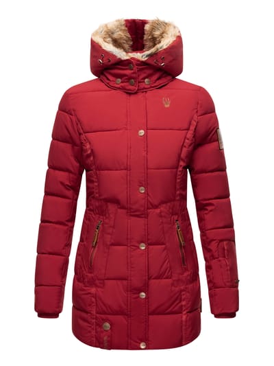 Marikoo dames winterjas met capuchon & imitatiebont voering