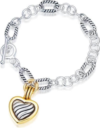 Quiges - Schakel Armband met Goudkleurig Hanger Hart - UNY007