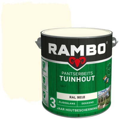 Rambo Pantserbeits Tuinhout Zijdeglans - 2.5L - RAL 9010 | Zuiver Wit