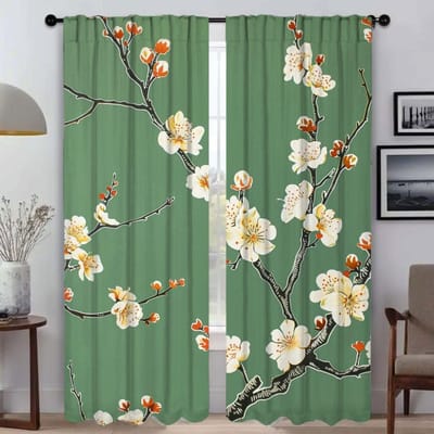 Tule voor Slaapkamer Bloesemtakken Verleng Gordijnen voor Woonkamer Gordijn Huis Interieur Gordijnen 2 Stuks Halloween Decoratie W50xH70cmx2pcs-CL