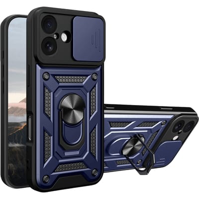 CaseBody Apple iPhone 17 Shield Case met Camera-schuif Blauw