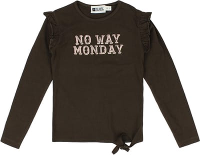 No Way Monday-Girls T-Shirt ls-Brown - Maat 98
