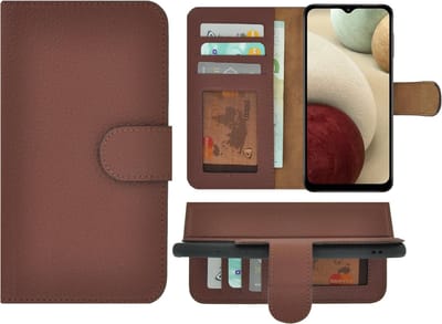 Geschikt voor Samsung Galaxy A14 5G Hoesje - Bookcase - Geschikt voor Samsung A14 Hoesje Book Case Wallet Echt Leer Geribbeld Bruin Cover